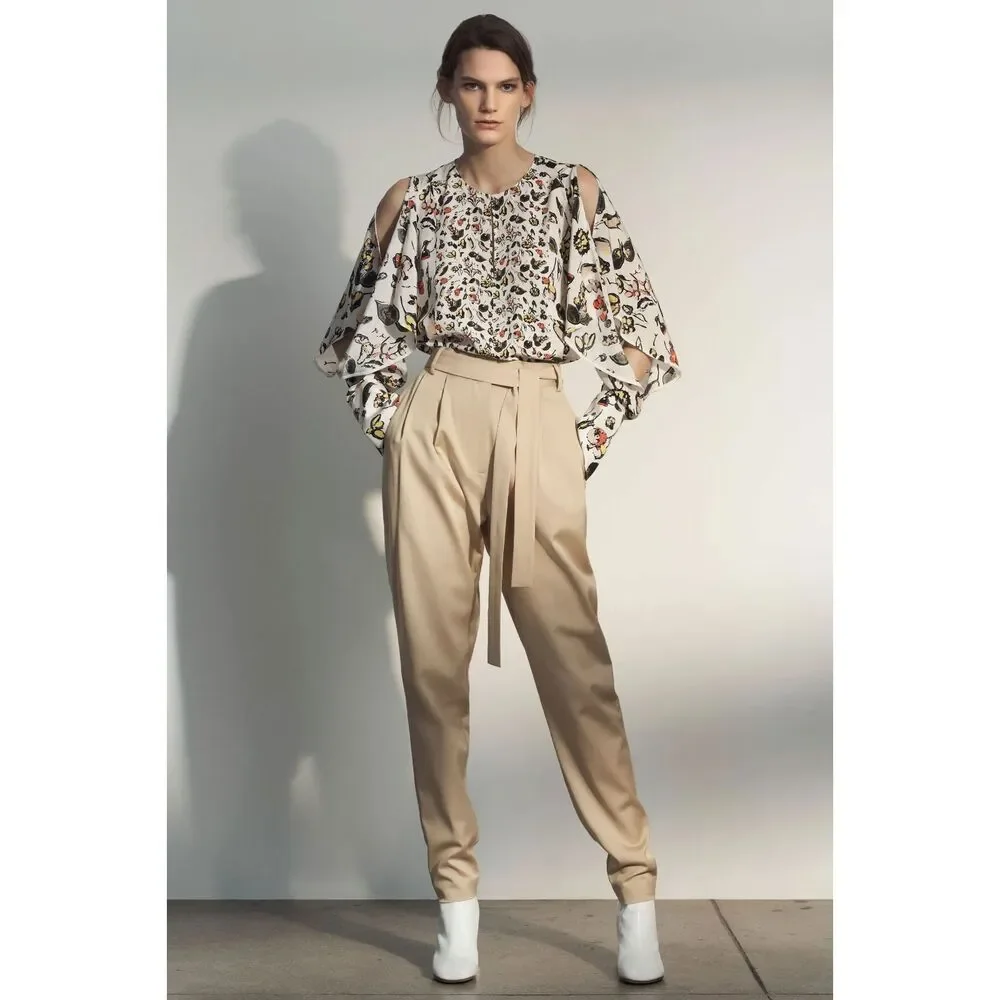 GREY JASON WU Belted Ankle Trouser‎ Tan NWOT Sz4